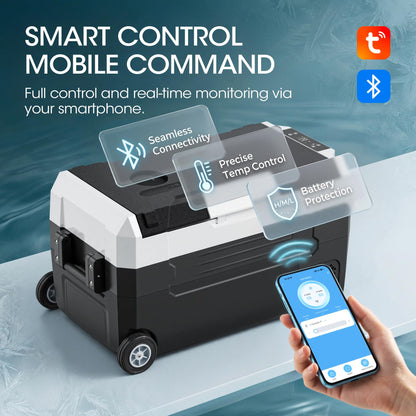Manastin 12 Volt Refrigerator, 37QT Electric Cooler, Electric Cooler APP Control, Portable Freezer 12V/24V DC 100-240V AC, Car Fridge -4℉~68℉, 12V Cooler for Travel, Camping, Boat