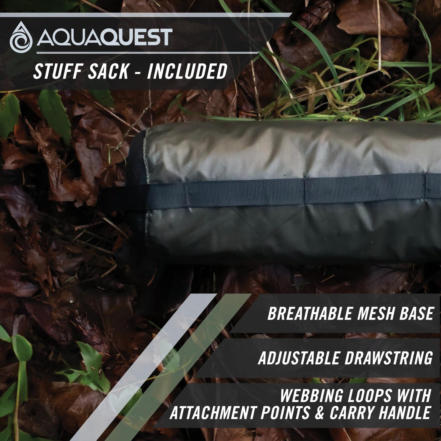 AquaQuest Defender Tarp – Heavy‑Duty Waterproof (20,000 mm) Seam‑Taped Rain Fly for Camping, Bushcraft & Survival – 10×10 Olive Drab Kit