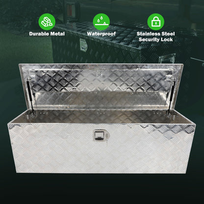 SCITOO 49 Inch Aluminum Diamond Plate Truck Bed Tool Box,Heavy Duty Crossover Storage for Most Full Size Pickups,Lockable Weatherproof Chest,Fits 49" Truck Beds,Easy Access to Load and Unload