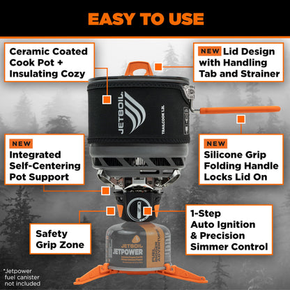 Jetboil TrailCook 1.2L Camping and Backpacking Stove Cooking System with Adjustable Heat Control, New for 2026, Carbon
