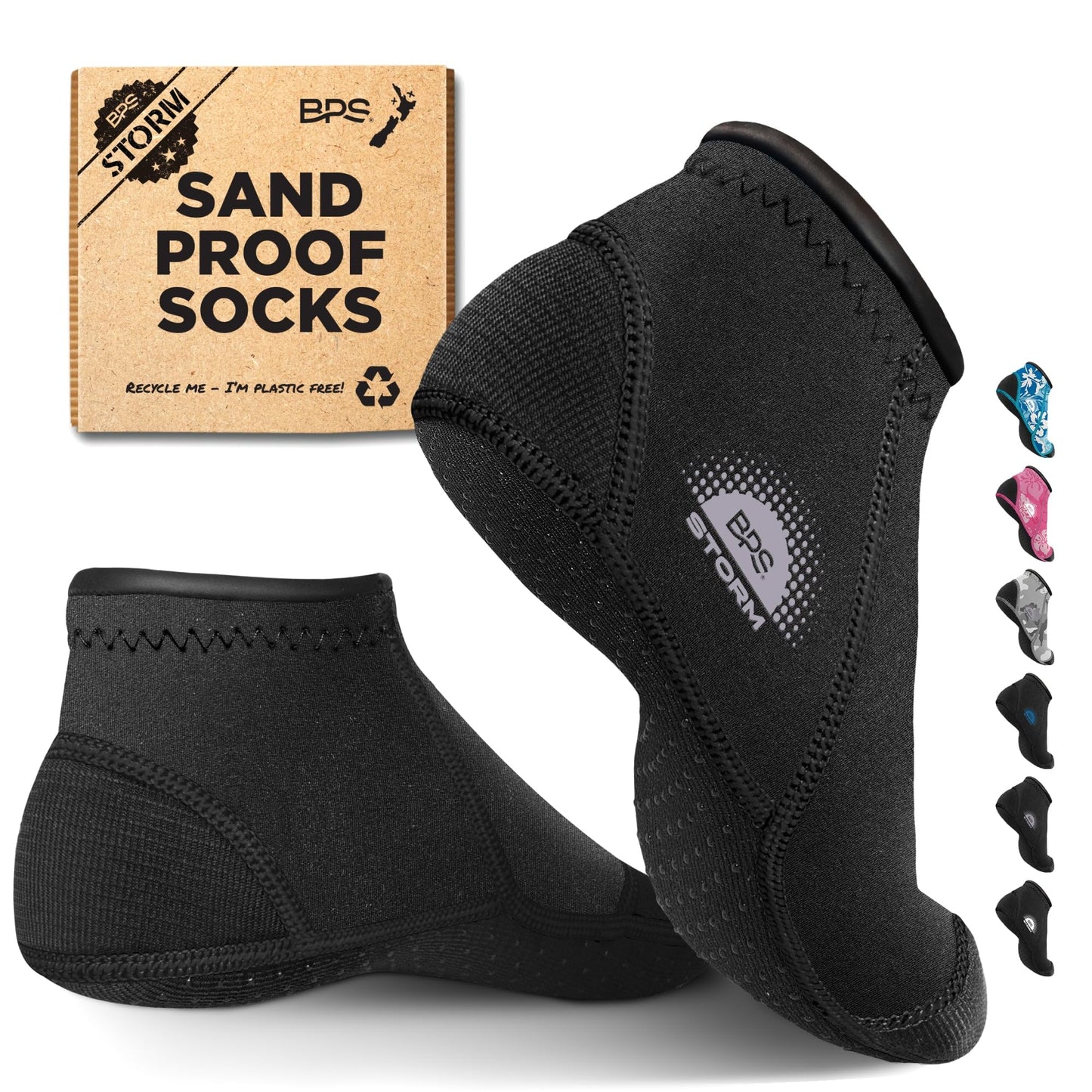 BPS Storm Neoprene Socks (Black/Lilac Logo V2, XS)