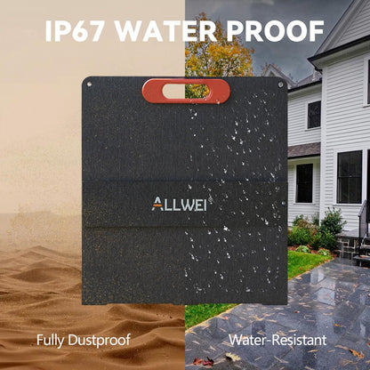 ALLWEI 100W Portable Solar Panel for 300/500 Power Station Solar Generator, 18V Solar Battery Charger with Adjustable Kickstand, Waterproof IP68 for RV Camping Trip Outdoor