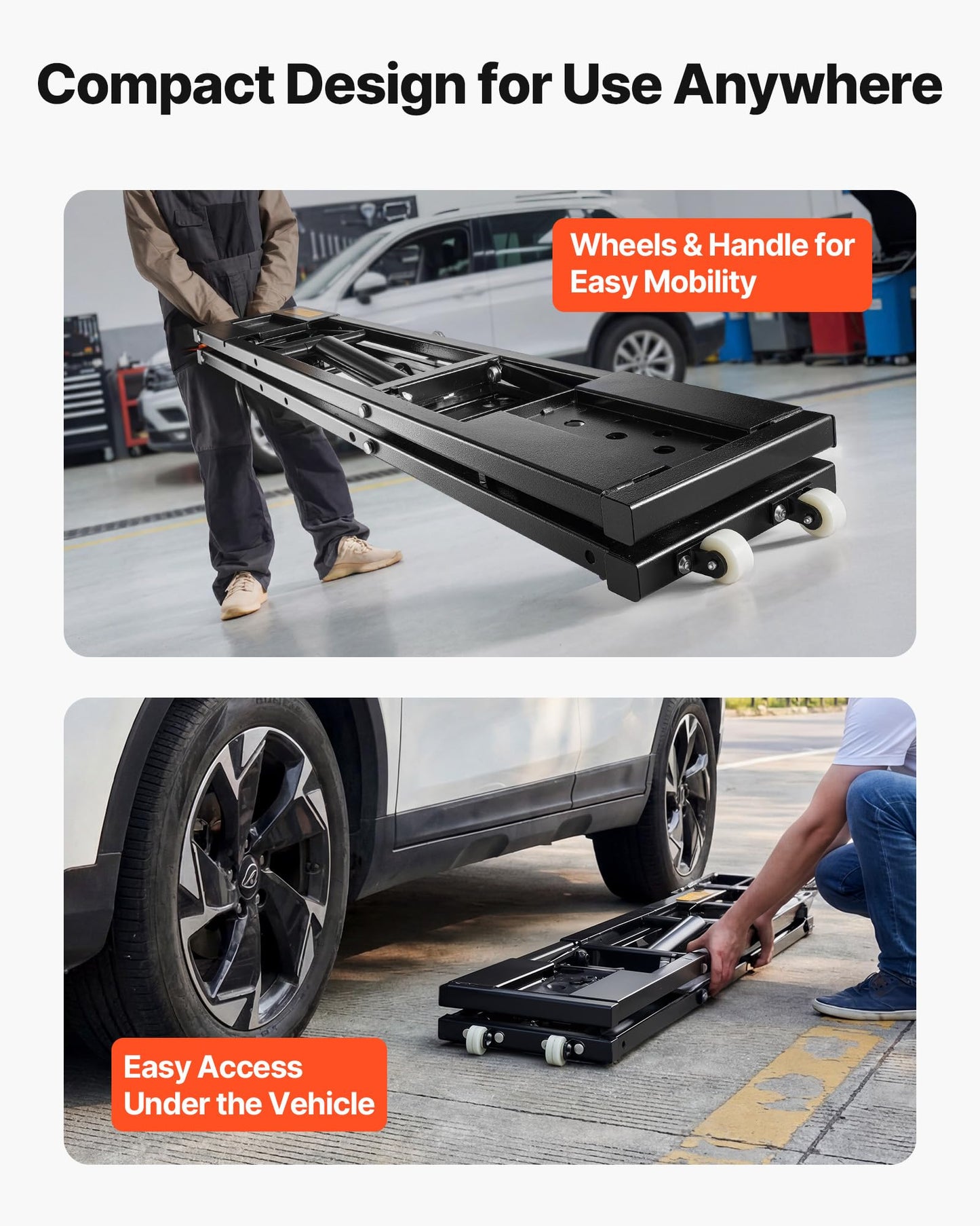 VEVOR Portable Car Lift, 7000 lbs Capacity, Heavy Duty Steel Truck Lift with 26.8" Max Height, Pneumatic Pump, Wheels, 4 Rubber Pads & 4 Lifting Columns for Cars, SUVs, Trucks, Home Garage or Shop Use