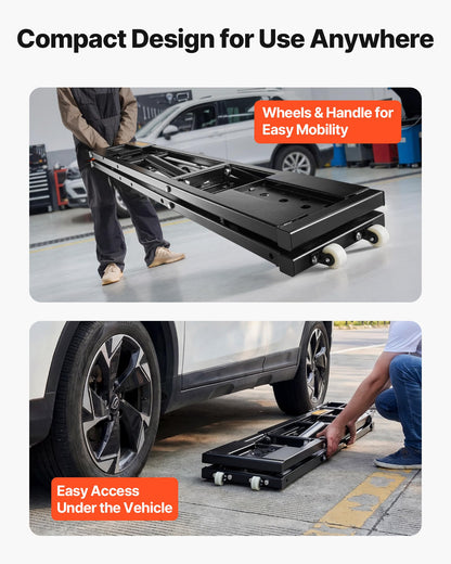VEVOR Portable Car Lift, 7000 lbs Capacity, Heavy Duty Steel Truck Lift with 26.8" Max Height, Pneumatic Pump, Wheels, 4 Rubber Pads & 4 Lifting Columns for Cars, SUVs, Trucks, Home Garage or Shop Use
