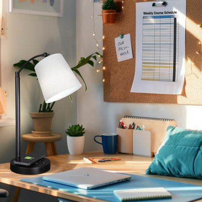 OttLite Good Housekeeping Shaded LED Desk Lamp with Wireless Charging Pad - Designed to Reduce Eyestrain - Adjustable Shade, Replaceable ClearSun LED Bulb, Crafting, Reading Light, Desk Lamp