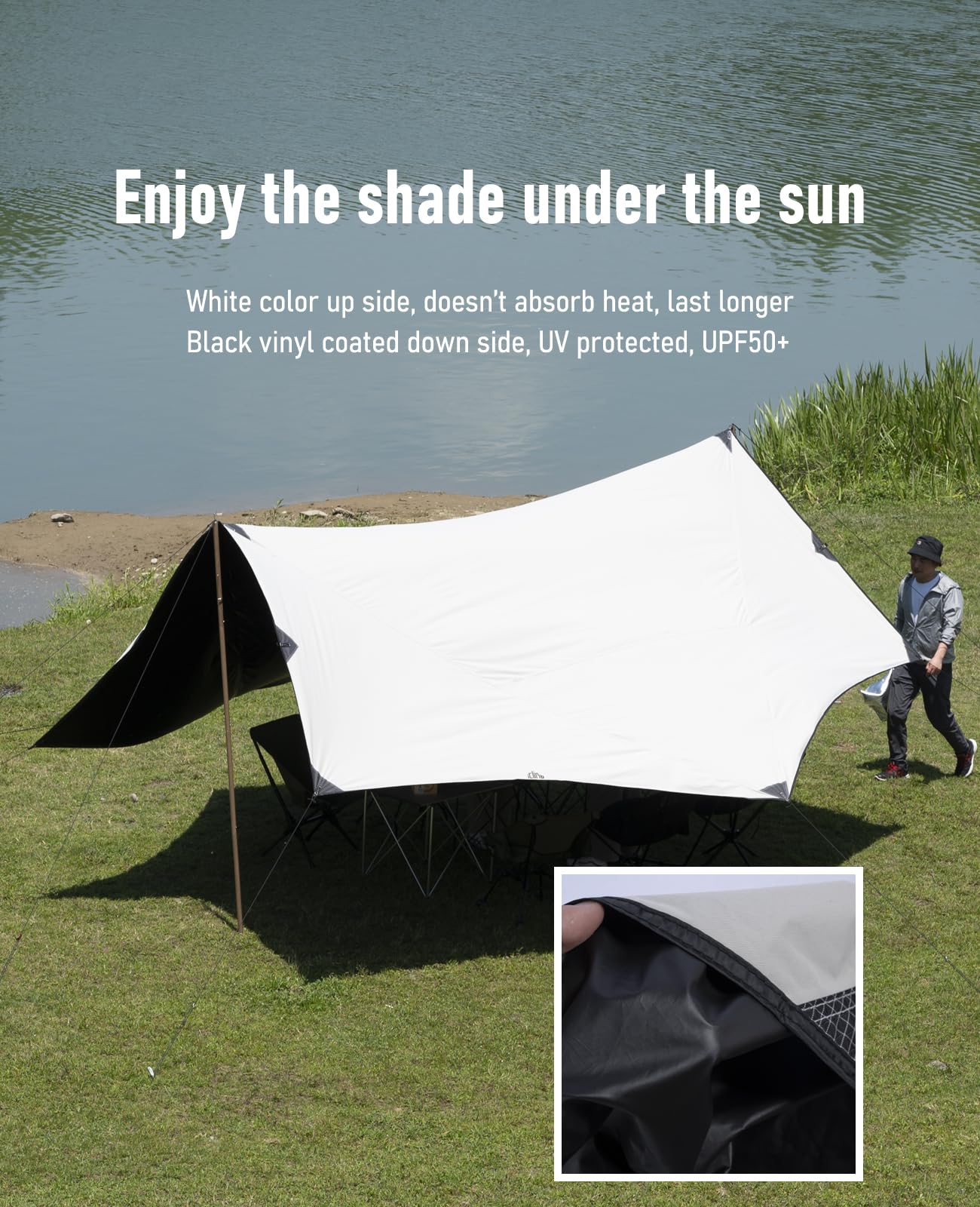 iClimb Waterproof Sun Shield Tarp UPF 50+ for Tent Hammock Camping Backyard Party (Tarp 18' × 17'9")