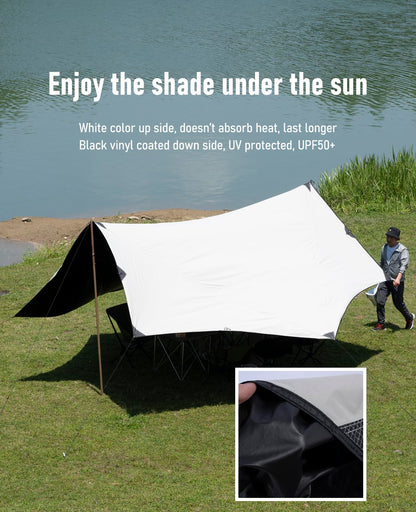 iClimb Waterproof Sun Shield Tarp UPF 50+ for Tent Hammock Camping Backyard Party (Tarp 18' × 17'9")