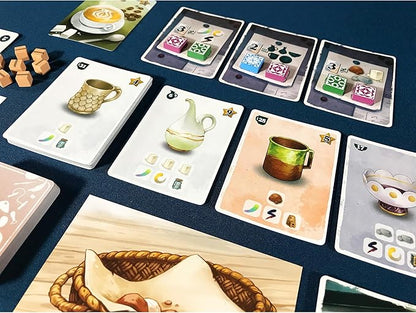 Pencil First Games: Sunrise at The Studio - Pottery Set Collection &amp Drafting Board Game Cozy Small Box Solo Mode Ages 14+ 1-4 Players 20 Min