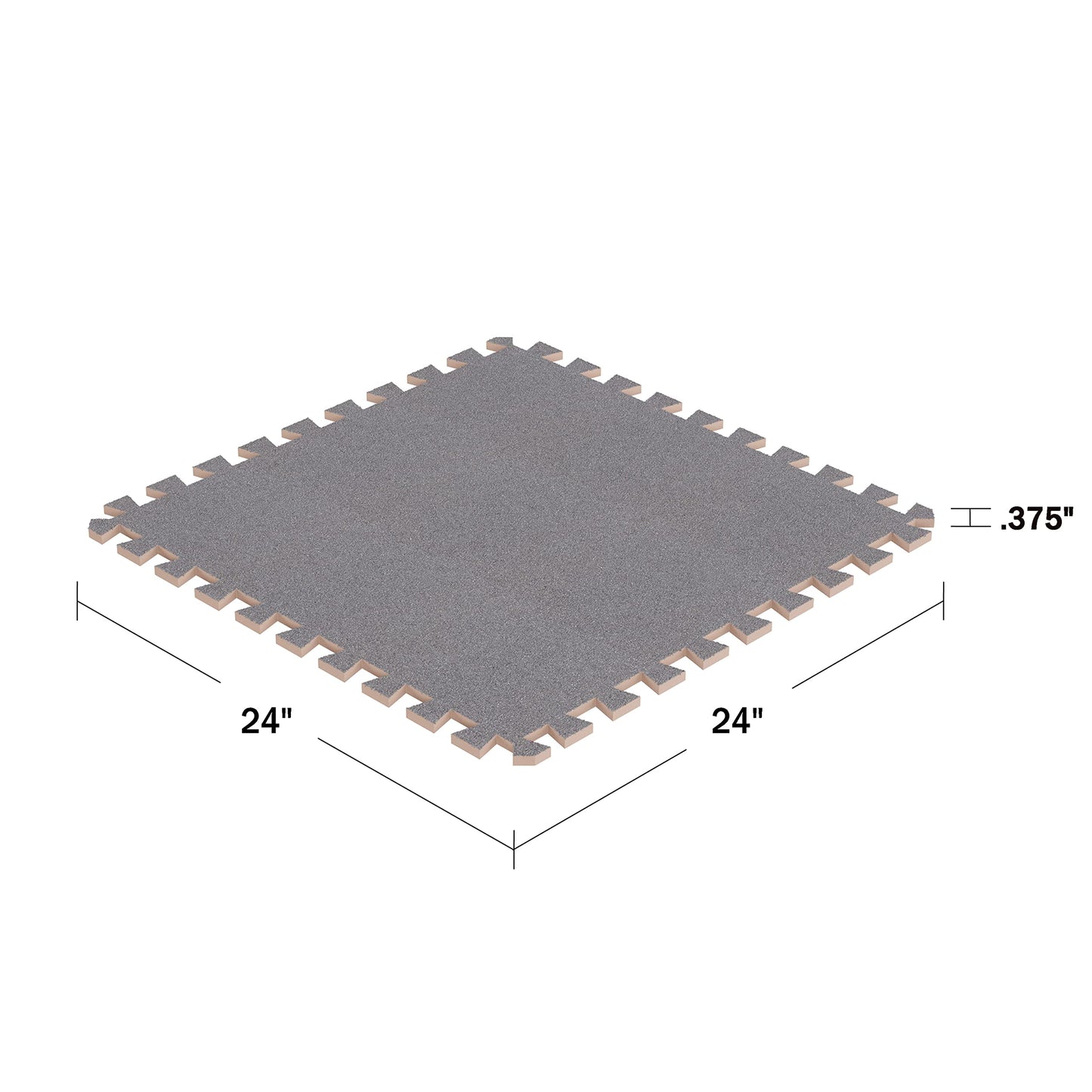 Foam Flooring Tiles - 12-Pack Interlocking EVA Foam Pieces - Non-Toxic Floor Padding for Playroom, Gym, or Basement by Stalwart (Gray)