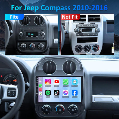4G+64G Car Radio for Jeep Patriot Compass 2010-2016: 10'' Touchscreen Android 15 Car Stereo for Jeep Patriot Radio Replacement, Wireless CarPlay Android Auto,Bluetooth/WiFi/GPS/FM SWC/Backup Camera