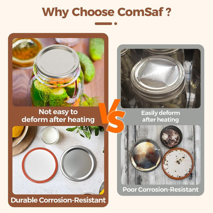 ComSaf 72 Pcs Mason Jar Lids Regular Mouth, Compatible with Electric Vacuum Sealers Canning Lids for Pickling, Fermenting, Jam Making, Canning Supplies, Fit for 2.75 inches Regular Mouth Mason Jars