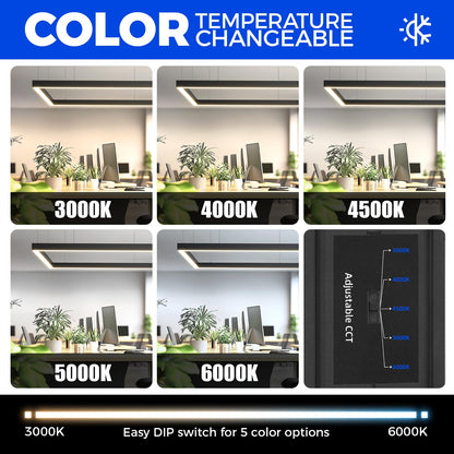 Barrina LED Linear Light Fixture, 9FT x 5FT, 306W, 30600LM, Color Changing 3000K-6000K, Black, Model 9d