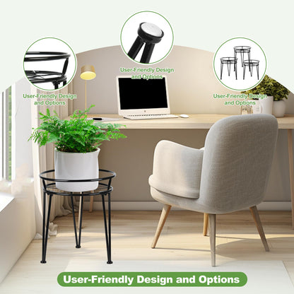 Jvtoo Metal Plant Stand, Plant Stand Indoor Outdoor, Metal Rustproof Flowers, Urban and Rustic Outdoor Plants Stands, Flower Pot Stand Suitable for Living Room, Balcony, Garden (3PCS,Black)