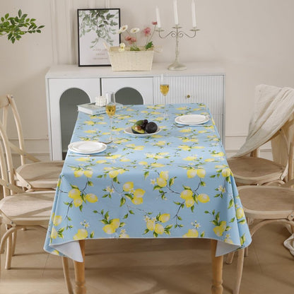 Walrus Heavy Duty Vinyl Tablecloth with Flannel Backing Waterproof Oil-Proof Plastic Table Cloth Stain-Resistant Wipeable Rectangle or Square Table Cover for Indoor and Outdoor (Lemon, 60x102 Inch)