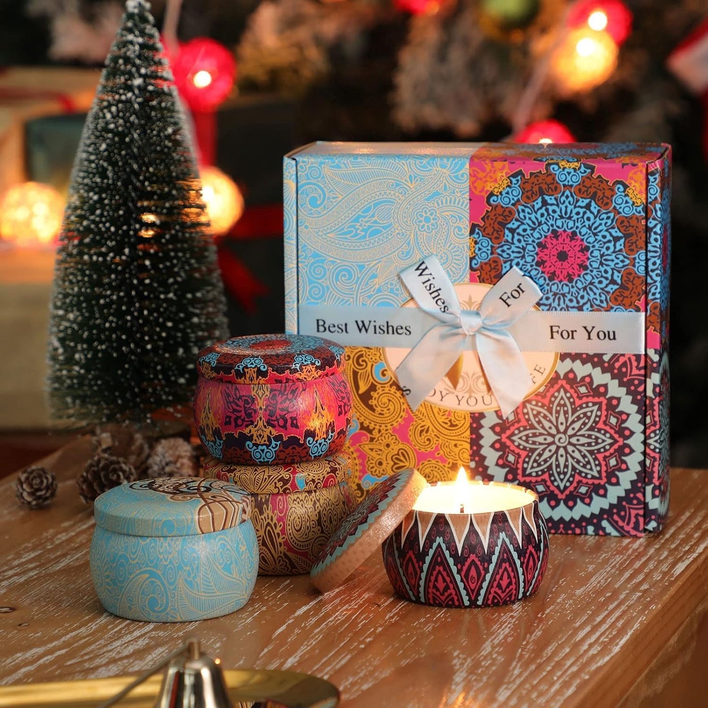 Candle Gift Set for Women, 4 Pack Long Lasting Lavender Scented Soy Candles, Aromatherapy Candles for Home Relaxation, Ideal Gift for Birthday, Thanksgiving, Mother's Day, Valentine's Day