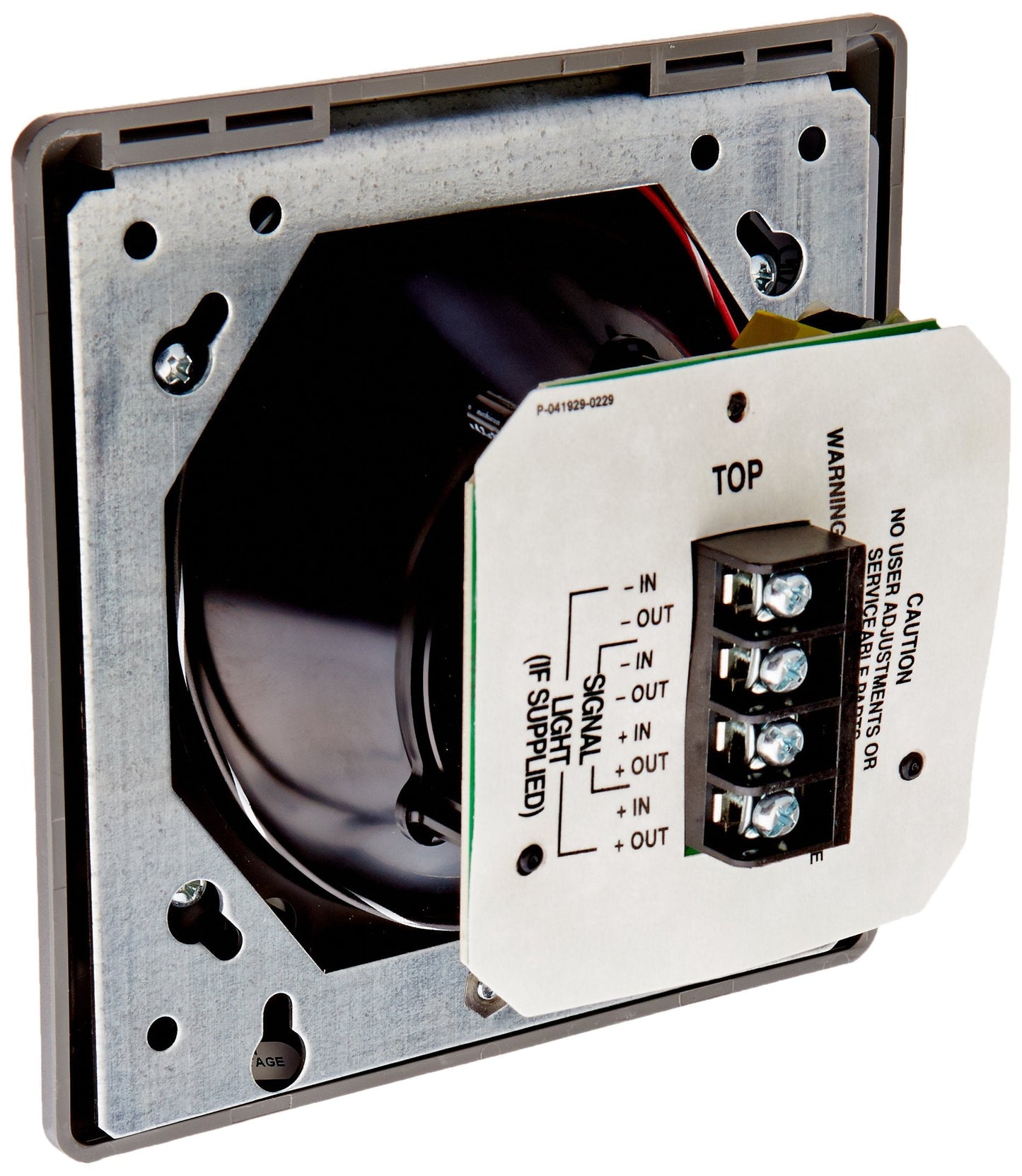 Horn Strobe, Horn, Continuous, 120V AC, 90 dB, Gray Housing, Red Lens, Surface Mount - 1 Each