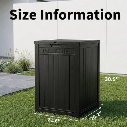 Lockable Package Delivery Box by [Brand Name] - Waterproof Resin Outdoor Storage Solution | 57 Gallon, Black
