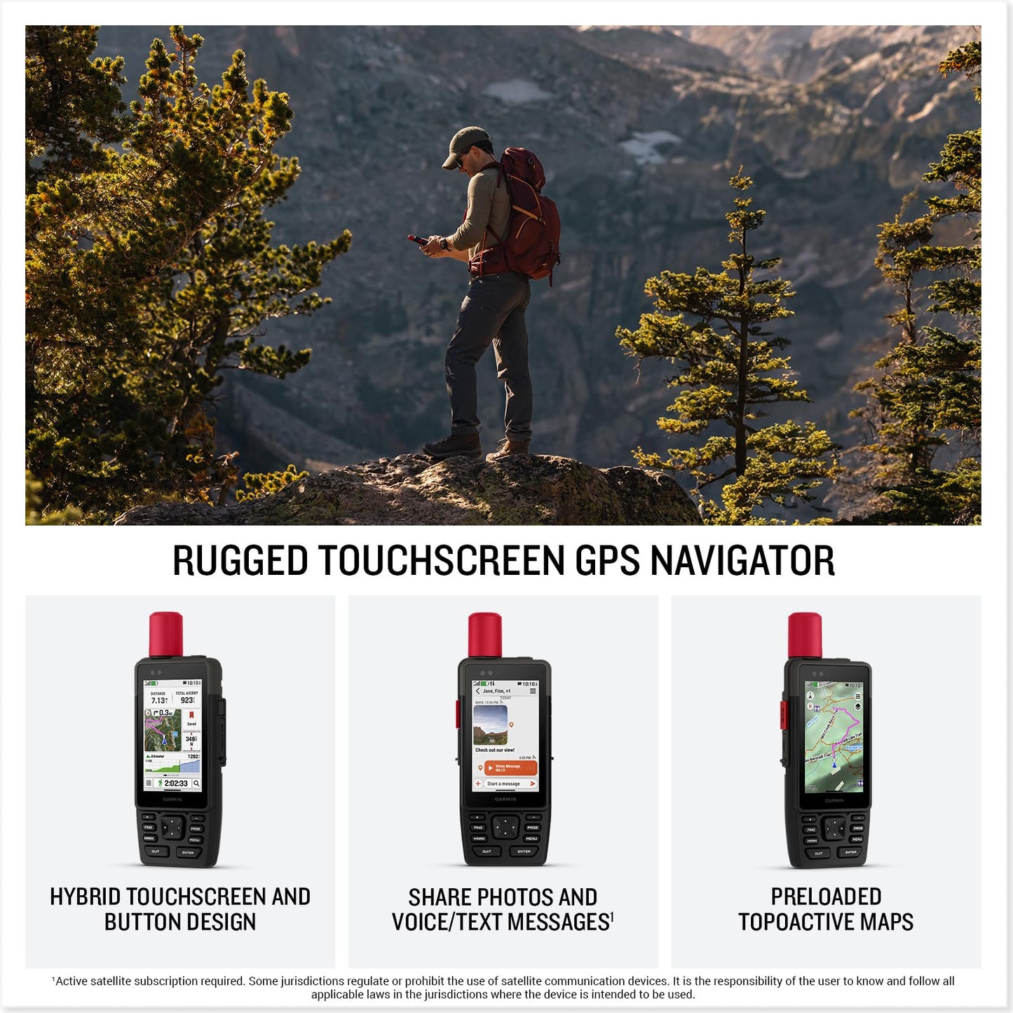 Garmin GPSMAP H1i Plus Rugged Hiking Premium GPS Handheld Navigator with inReach Plus Satellite Technology to Share Text, Photos, Voice Messages, SOS Off-Grid, Long Battery Life, Preloaded Maps Bundle