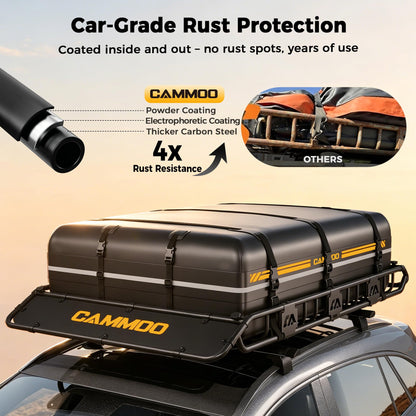 CAMMOO 64"x39" Roof Rack Basket, Removable Fairing & Support Bars for Kayaks/Long Gear, 20 Cu.Ft Waterproof Soft Bag+Lock+Net+Strap–200Lbs Capacity Car Roof Cargo Carrier for SUV Truck Camping