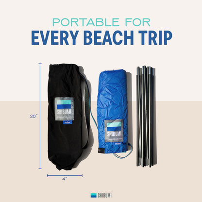 Shibumi Shade Mini 3.0 Version | Beach Canopy Wind-Powered Portable Sun Shade | Provides 75 Sq. Ft. of Shade for up to 4 People | Sets up in 2 Min | Quiet Canopy | Wind Assist Included
