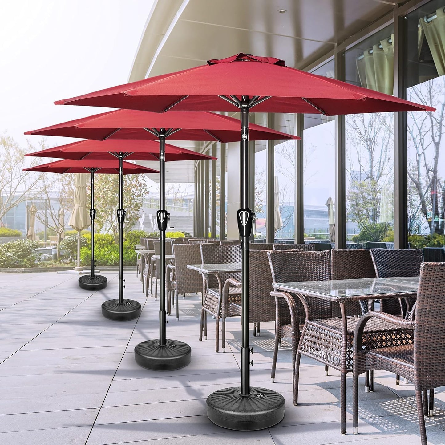 Simple Deluxe 9' Patio Umbrella - Outdoor Market Umbrella with Push Button Tilt & Crank Mechanism