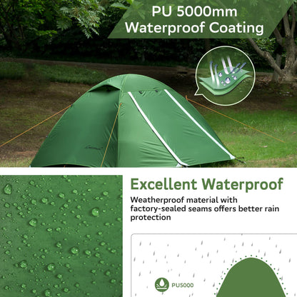 Clostnature Lightweight Backpacking Tent - 4 Person Ultralight Waterproof Camping Tent, 3 Season Large Size Easy Setup Tent for Family, Outdoor, Hiking and Mountaineering