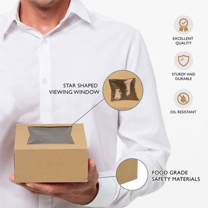 Fit Meal Prep 25 Pack Bakery Boxes with Window 6x6x5