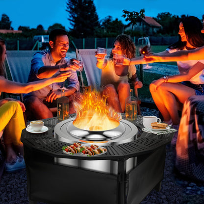 48 Inch Fire Pit Bonfire Surround for Solo St ove Yukon, Circular Safety Protection, Equipped with a Safety Support Frame to Prevent Direct Contact with the Ground