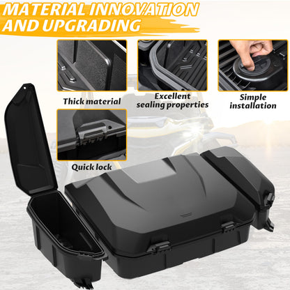 SAUTVS Poly Water Resistant Large Capacity Rear 96L Storage Cargo Trunk Box & 13.5L Side Cargo Storage Boxes Set for Can-Am Maverick R MAX X RS 2024+ Accessories (3PCS, Replace #715007182, 715007372)