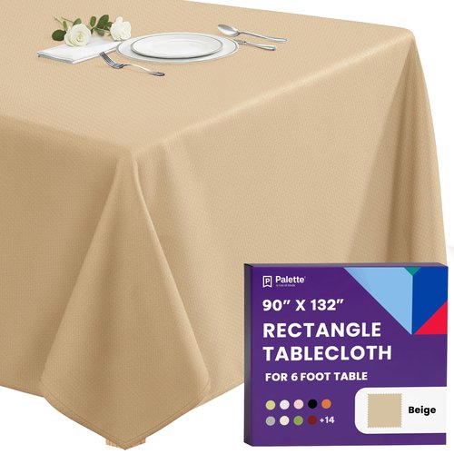 Gee Di Moda Rectangle Tablecloth - 90 x 132 Inch Burgundy Table Cloth for 6 Foot Tables with Floor-Length Drop - Heavy Duty Washable Fabric for Holiday Party, Dinner, Weddings & Baby Shower