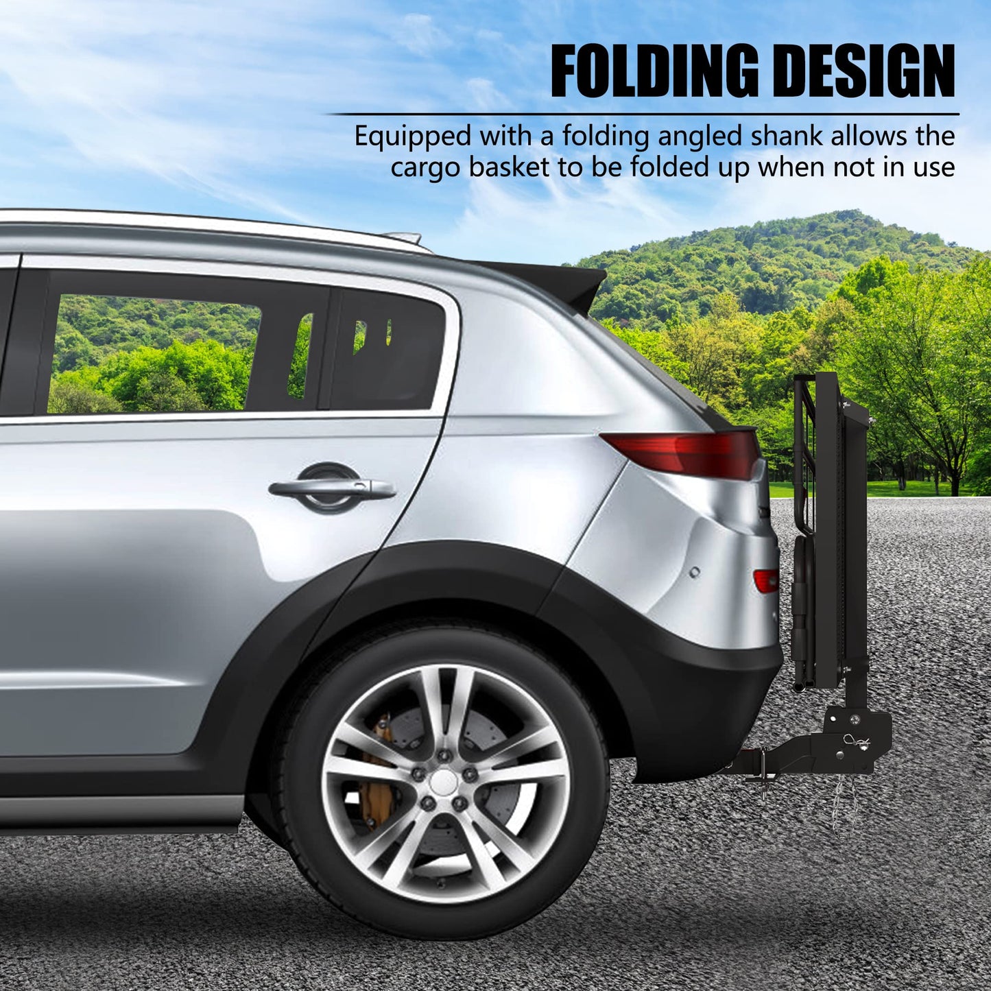 KAIRAY 500 Lbs Heavy Duty Hitch Mount Cargo Carrier 60" x 24" x 14.4" Folding Cargo Rack Rear Luggage Basket Fits 2" Receiver for Car SUV Camping Traveling