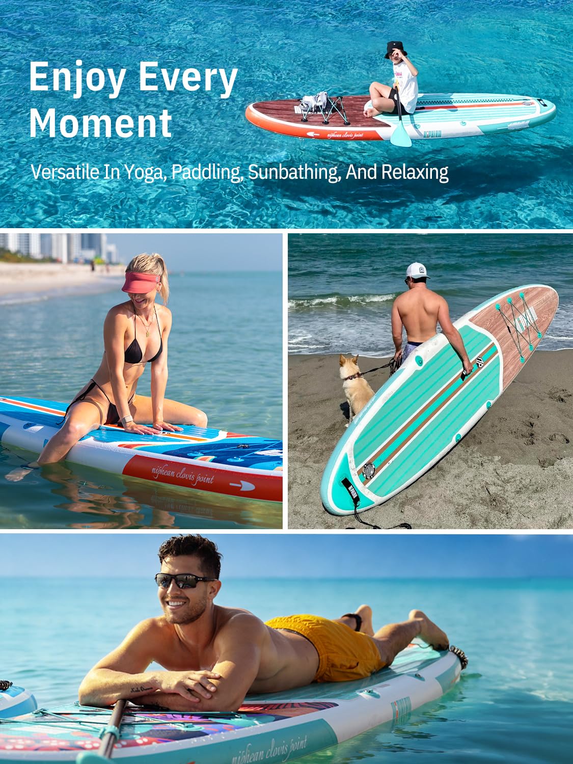 Niphean Paddle Board with Seat, 10’6’’ Paddleboard Inflatable Paddle Board with Seat Anti-Slip EVA Deck and StabilTrac Fin, Inflatable Paddle Boards for Adults & Youth of All Skill Levels