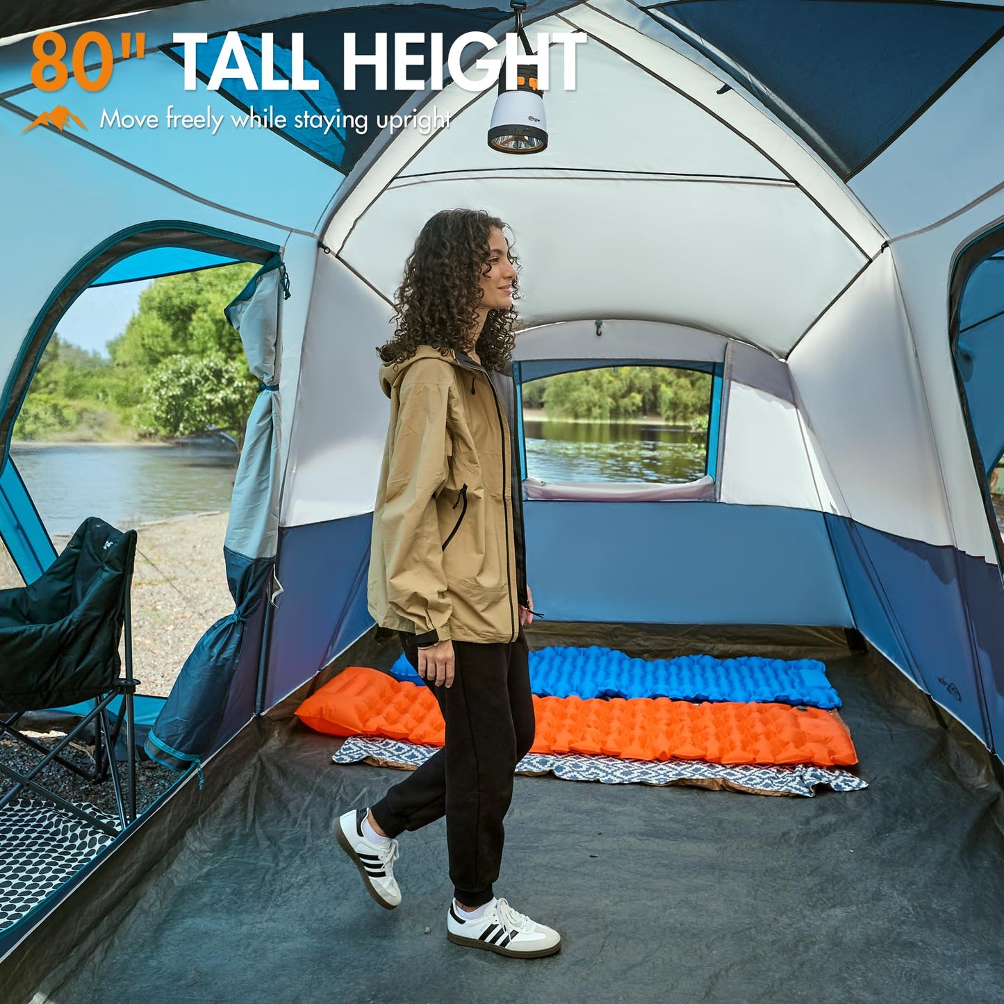 PORTAL 10 Person Tent for Camping, Large Family Camping Tents with 3 Room & Screen Room, PFAS-Free Waterproof Tunnel Tents with Rainfly, Large Tent for Outdoor Camping