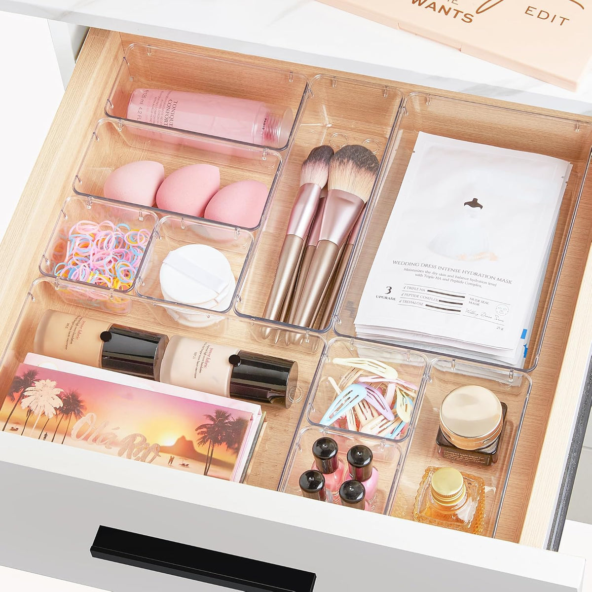 Vtopmart Clear Plastic Drawer Organizers Set - 25 PCS Versatile Storage Bins for Bathroom, Makeup, Kitchen & Office