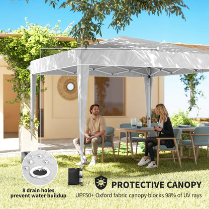 Outsunny 10 x 10 ft Pop Up Canopy Tent with Sidewalls, UPF50+ Outdoor Portable Instant Canopy Shelter with Carry Bag, Sandbags, Adjustable Height for Parties, Events, Camping, White