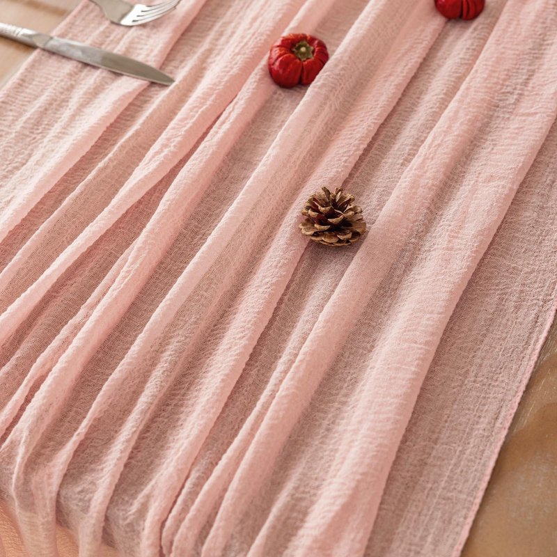 Keketoarrange Pink Mothers Day Cheesecloth Table Runner Spring Boho Rustic Gauze 120 inch 10FT Cheese Cloth Runner for Wedding Baby Shower Bridal Birthday Tea Party Home Decorations