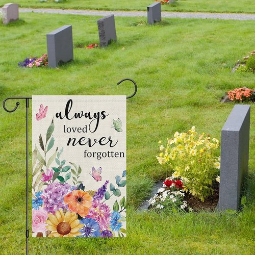 Heyfibro Memorial Garden Flag - Double-Sided Burlap Butterfly Design | 12x18 Inch Sympathy Decor