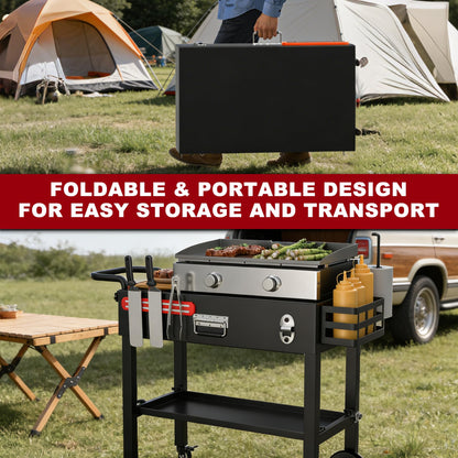 TAILGRILLER Portable Grill Table Outdoor Grill Stand for Blackstone 17"/22" Griddle,Ninja Grill,Foldable Ninja Grill Stand& Blackstone Griddle Stand for Outdoor Tailgating-Camping with Wheels