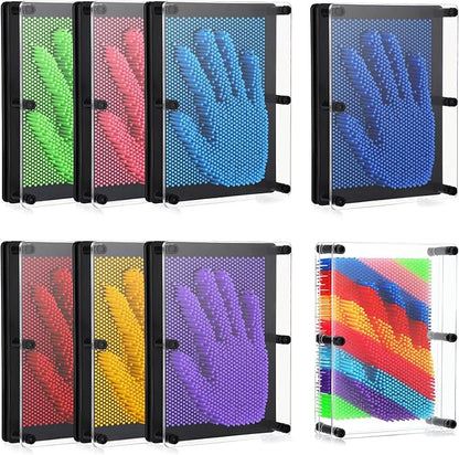 Jenaai 8 Pack 3D Pin Art Toy Colourful Plastic Board Large Size 6 x 8 Inches Pin Impression Sculpture Needle Toys Sculpture for Kids Adults Hand Mold Board Gifts Home Office Decoration