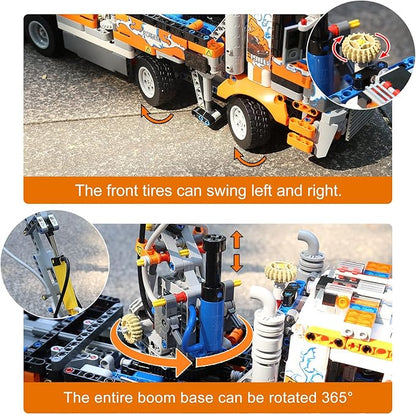 Mould King Concrete Pump Truck Building Set for Kids Ages 14+ Terrain Tow Truck Model Toys (2098Pieces)