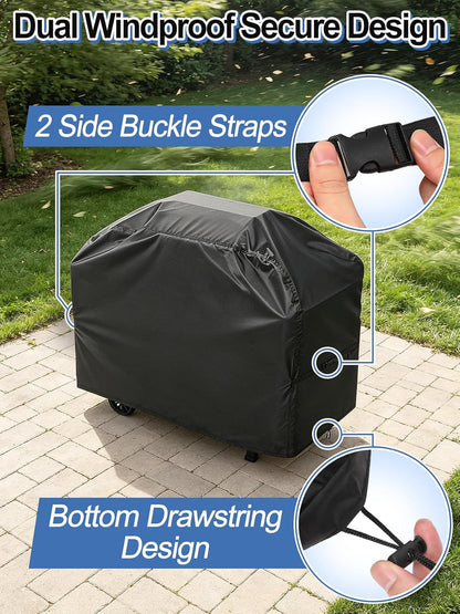 PAMASE 57-Inch BBQ Grill Cover - Waterproof & UV Resistant for Weber Genesis II, LX 300 Series | Fits Dyna-Glo, Nexgrill, Char-Broil