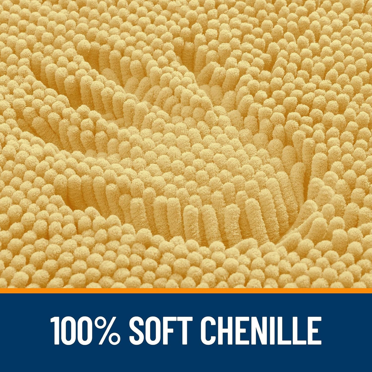 OLANLY Bathroom Runner Rugs - Extra Soft Chenille Bath Mats | Quick-Dry, Machine Washable, 44x24, Yellow