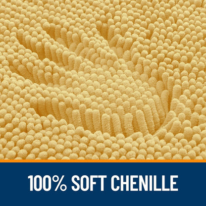 OLANLY Bathroom Runner Rugs - Extra Soft Chenille Bath Mats | Quick-Dry, Machine Washable, 44x24, Yellow