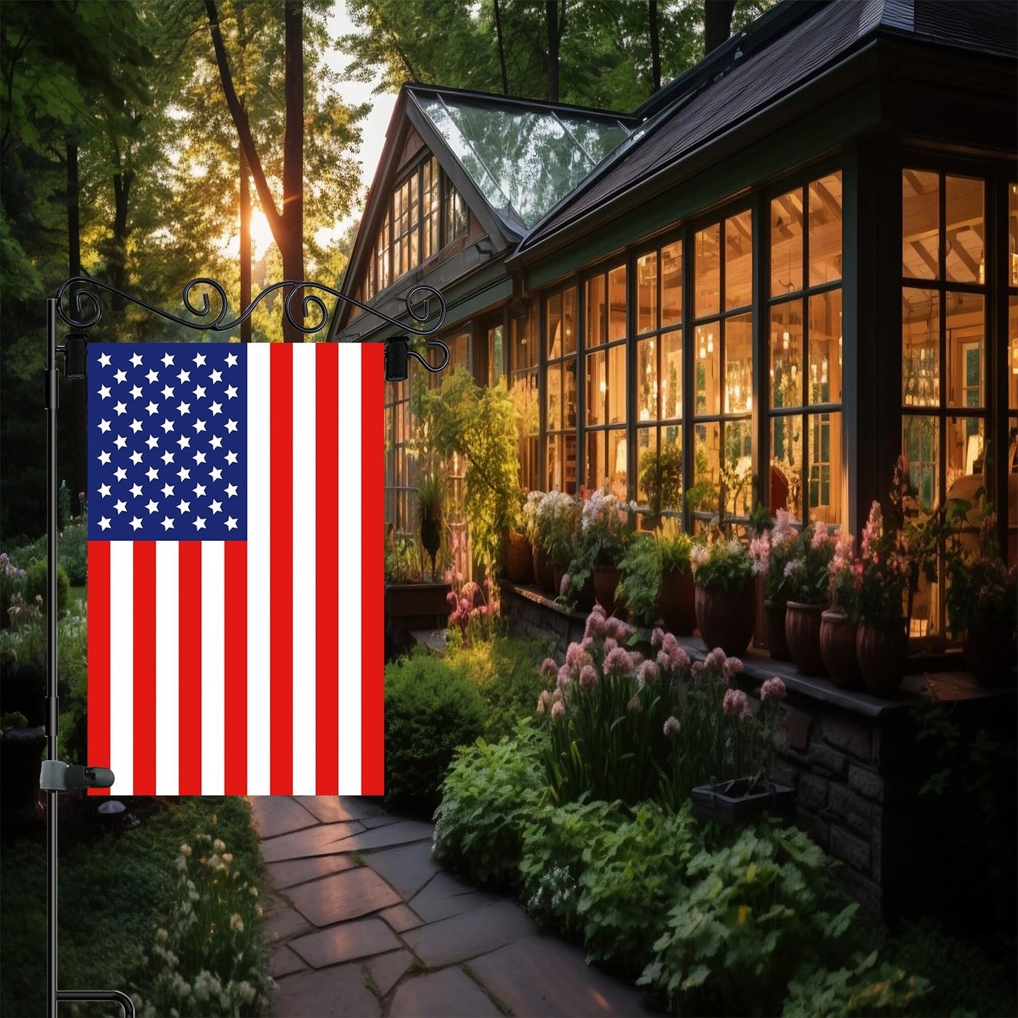 Akeydeco Garden Flag Pole Stand - Waterproof Holder with Stopper & Clip | Durable Powder-Coated Finish