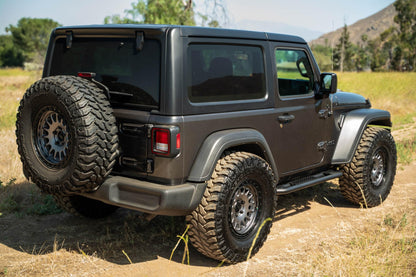 DV8 OE Plus Side Steps for 2018-2026 2-Door Jeep Wrangler JL | Gripped Top Plates to Prevent Slippage | Multi-Mount Design for Stability | Fully Bolt-On | Micro-Texture Black Powder Coat Finish