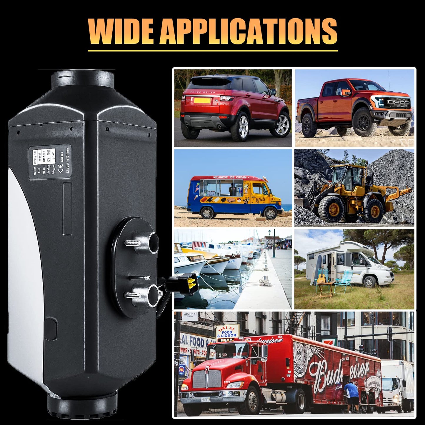 WAYSKA Diesel Air Heater 12V, 15L Tank, Diesel Heater 8KW, Muffler, Diesel Parking Heater with LCD Monitor & Remote Control for Trucks, Trailer, Boat and Motor-Home