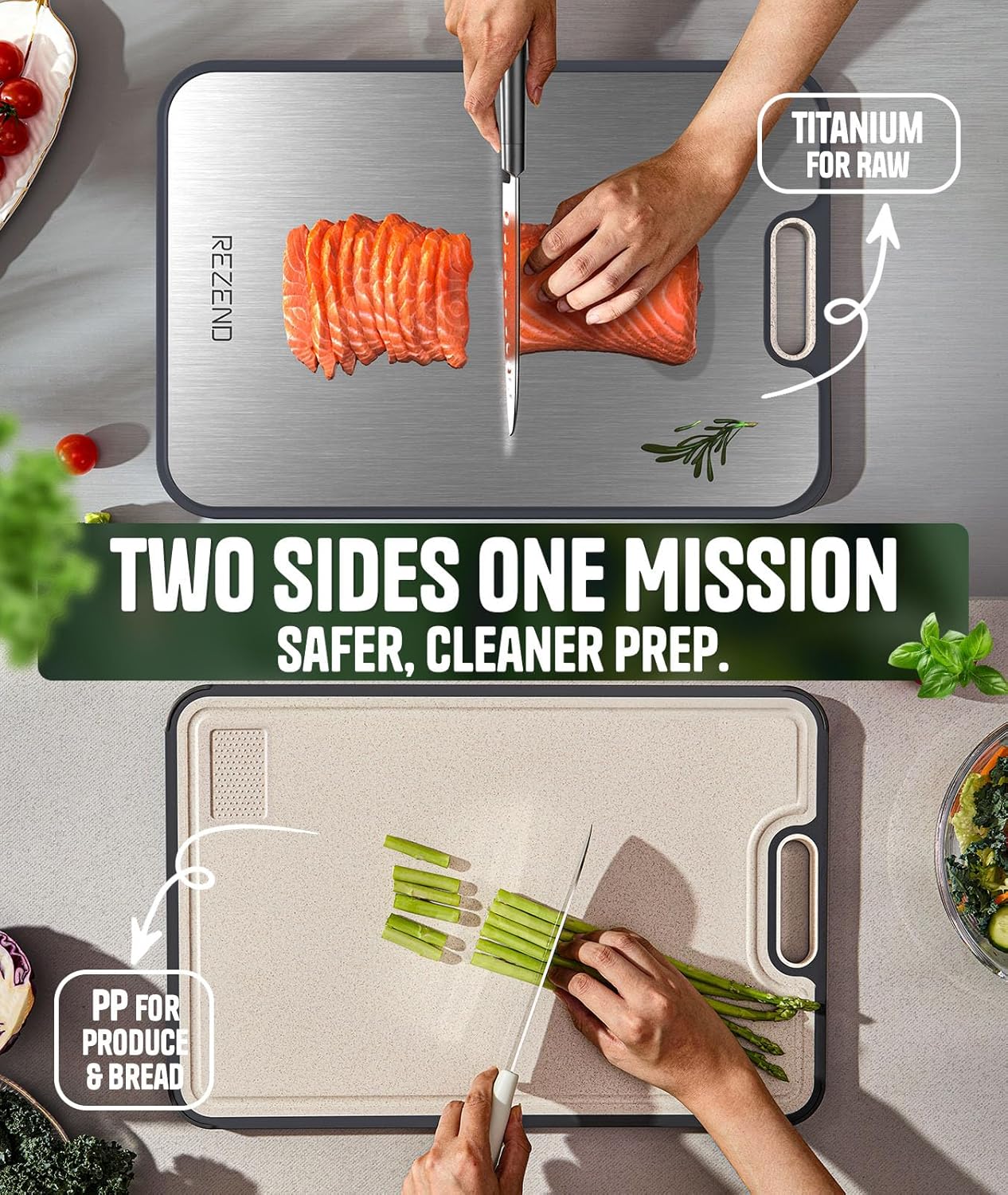 **Titanium Cutting Board Set of 3 - Dual-Sided Non-Toxic Design for Hygienic Food Prep | Extra Large (M/L/XL)**
