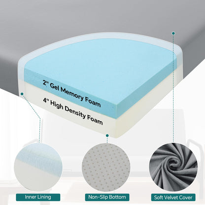 HOMBYS Japanese Floor Mattress Futon, 6" Thick Tatami Sleeping Pad with Memory Foam + High-Density Support Foam, Foldable Roll Up Mat for Adults Kids, Guest Bed Dormitory Tent Camping, Grey