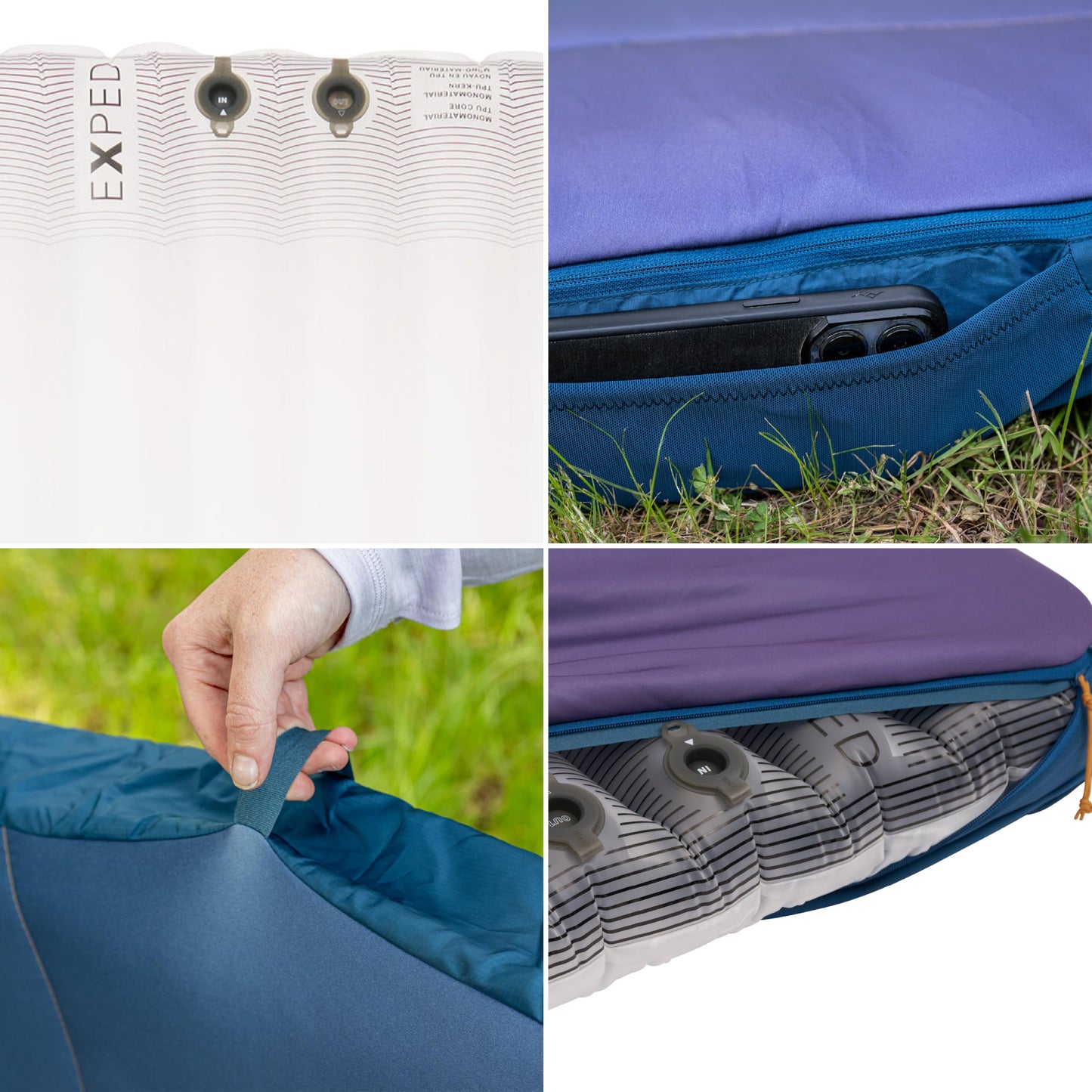 Exped Versaluxe Sleeping Pad – Backpacking & Car Camping Air Mat with Removable Machine Washable Cover, R-Value 2.4, 3-Season, Lightweight, Includes Pump Bag, Ocean, LW