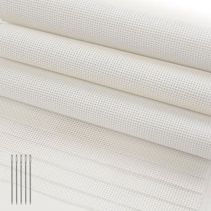 Needlepoint Canvas 13 Mesh, 8 Pack 8 x 8 Inch Pre-Cut Cotton Blank Embroidery Fabric with 5 Needles, Blank Canvas for Needlepoint, Canvaswork & DIY Craft Supplies, No-Fold Packaging